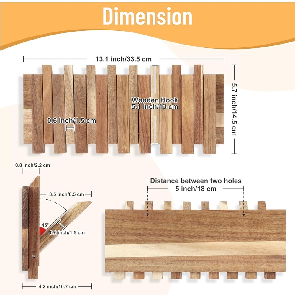 Brown Wall Coat Rack - Picture 4 of 5